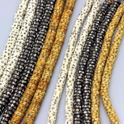 3x8mm 4x10mm Natural Bovine Bone Beads Carving Cross Tibetan Loose Spacer Bone Beads DIY Handmade Jewelry Accessories Wholesale