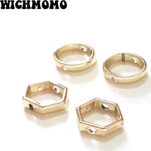 2019 New 10pieces/bag 12mm Gold Copper Metal Round Big Hole Beads In The Middle Can Wear Beads DIY Jewelry Accessories