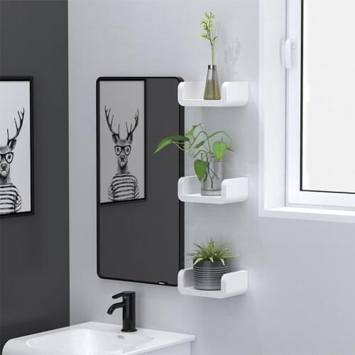 Single Tier Suction Cup Bathroom Shelf Wall Rack Plastic Shower Caddy Organizer Holder Tray Kitchen Lotion Storage Rack