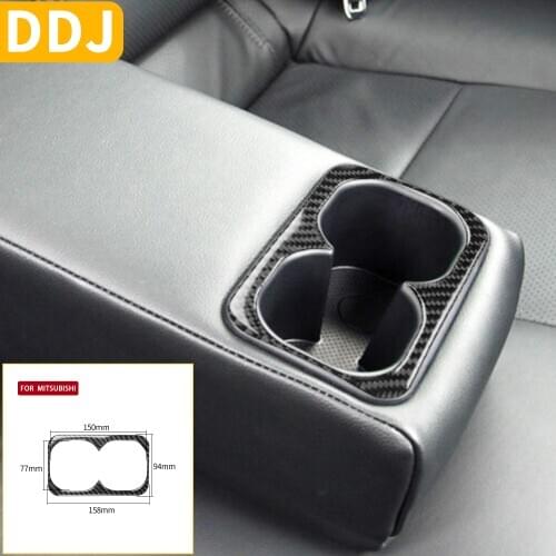 For Mitsubishi Lancer EVO X MR 2008-2015 Rear Seats Cup Holder Armrest Frame Carbon Fiber Sticker Trim Vehicle Car Accessories