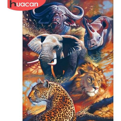 HUACAN Diamond Embroidery Cross Stitch Elephant 5D DIY Diamond Painting Animal Mosaic Decorations For Room