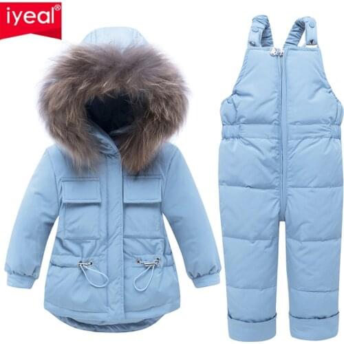 IYEAL Russian Children Winter Warm Suits Boys Girl Duck Down Jacket +Pants Clothing Sets Kids Clothes Snow Wear Top Quality