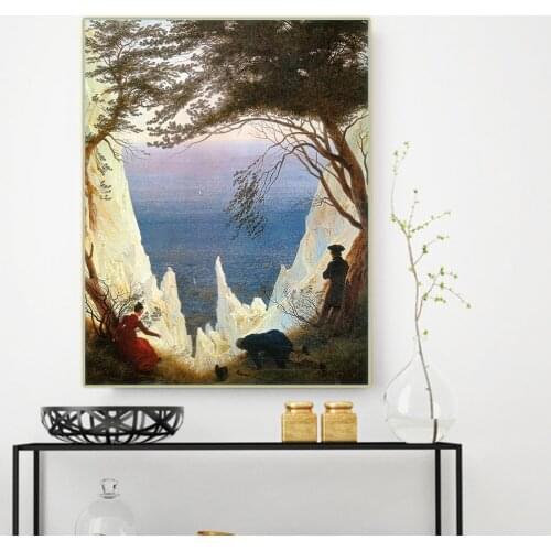Canvas Oil Painting David Friedrich"Chalk Cliffs"Western Art Decor Poster Wall Aesthetic Backdrop Home Room Interior Decoration