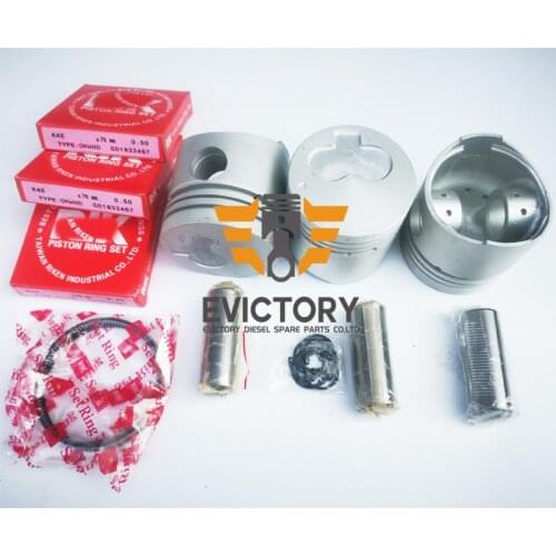 Oversize +0.50 K3E piston and piston ring set for Mitsubishi engine tractor