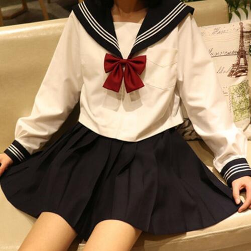 Japanese Korean Version JK Suit Woman School Uniform High School Sailor Navy Cosplay Costumes Student Girls Pleated Skirt DL5998
