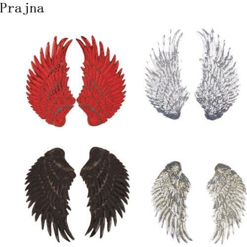 Prajna Beautiful Angel Wings Patch Sequins Patches Iron On Patches Handmade DIY Appliques For Clothing Washable New Style 2018