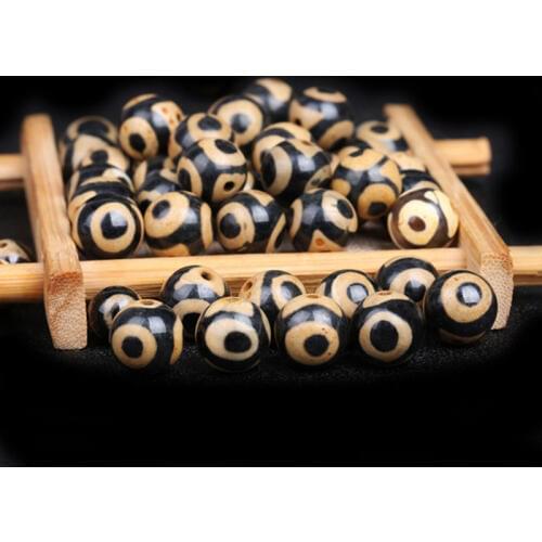 6-10mm Round Smooth Yellow & Black Tibetan Buddhism Buddha DZI Agates Beads For Jewelry Making Beads Bracelets 14'' DIY Beads