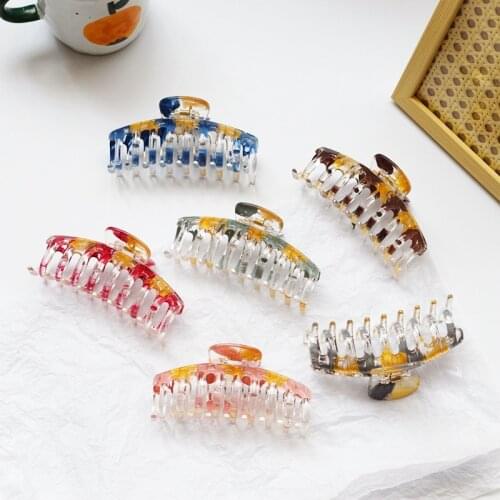Fashion keel hairCatch color gold lacquer transparent hair clip Korea ins elegant retro hair accessories grab clip
