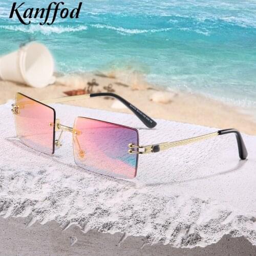 Kanffod Fashion Square Rimless Sunglasses Women Men Frameless Red Sun Glasses Luxury Brand Design Gold Metal UV400 Eyewear