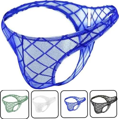 New Thongs Penis Pouch Gay T-Back Sexy Men Mesh Diamond Transparent U Convex Pouch Briefs G-string jockstrap gay underwear