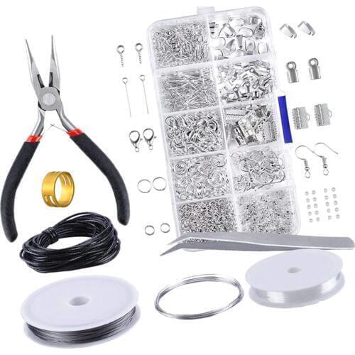 Jewelry Making Kit Starter Kit Jewelry Findings Set Pliers Silver Beads Wire