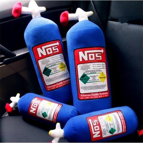 New Creative Plush Toys NOS Nitrous Oxide Bottle Soft Pillow Turbo JDM Cushion Gifts Car Decor Headrest Backrest Seat Neck Res