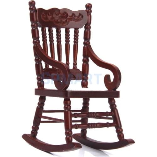 New Arrivals 1/12 Dollhouse Miniature Wooden Rocking Chair Model - Brown