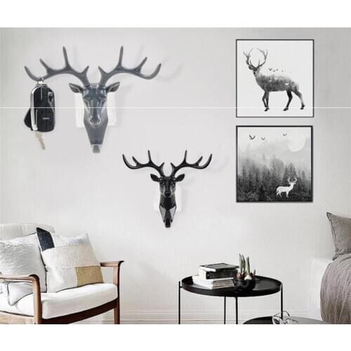 New 30pcs/lot Self Adhesive Hook Wall Deer Head Hook For Hanging Clothes Hat Scarf Key Deer Horns Hanger Rack