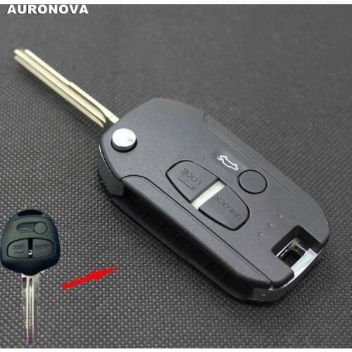 AURONOVA New Upgrade Flip Folding Key Shell for Mitsubishi Lancer 3 Buttons Modified Remote Car Key Case Right Groove Blade