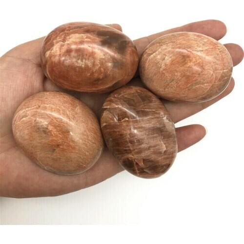 Wholesale 1PC Natural Polished Orange Moonstone Crystal Gem Palm Stones Specimen Healing Decor Natural Quartz Crystals