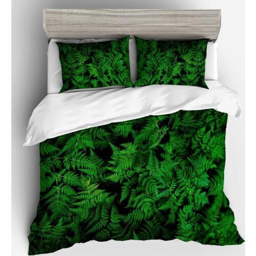 Duvet Cover Tropical rain forest leaves simple wind 2/3pcs British Style Family student dormitory Quilt cover pillowcase