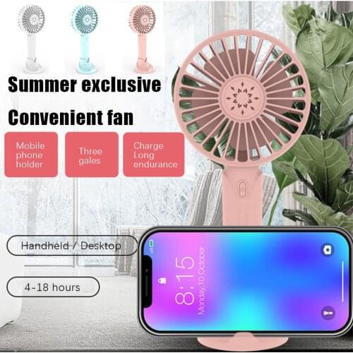 Mini Handheld Fan Portable Rechargeable Battery Cooling Desktop With Base 3 Modes For Home Office Travel Outdoor No Battery#p4