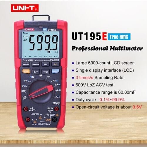 UNI-T UT195E industrial Digital Multimeter;True RMS AC DC voltage current Ohm meter;AC voltage current frequency response/LoZ