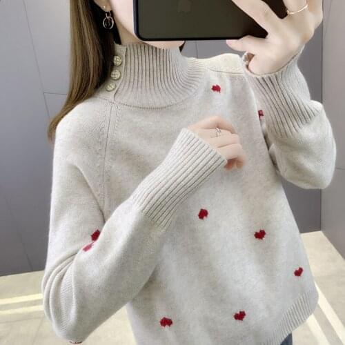 Q section 39 】 7715 film love jacquard button sets half a turtleneck knitting 51