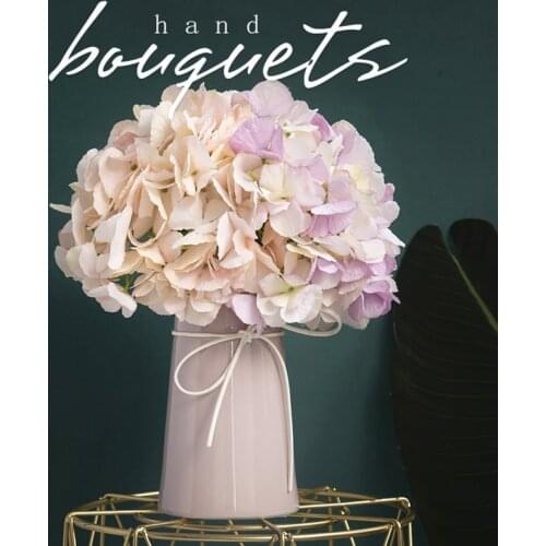 Pink Silk Rose Artificial Flowers Peony Bridal Bouquet for Wedding Home DIY Decoration Cheap Fake Flowers Hydrangea Crafts