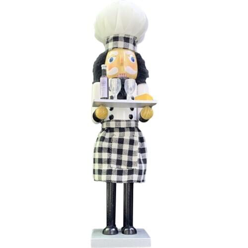 Hand Painting Nutcracker Figurine Chef Series Nutcracker Puppet Wooden Statue Ornaments Home Desktop Decoration Perfect Gifts