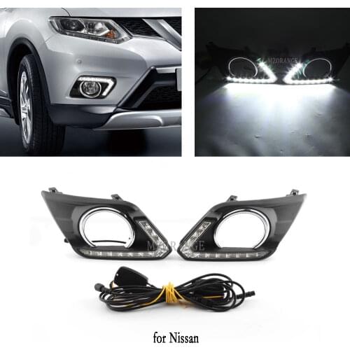 LED DRL Headlight for Nissan X-trail T32 Rogue X trail SUV 2014-2016 LED Daytime Running Light Fog Lights Fog Light Fog Lamp