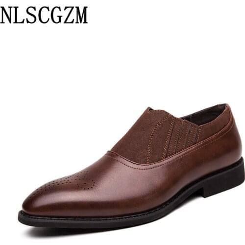 Leather Shoes Men Formal Office 2021 Men Dress Shoes Loafers Italian Coiffeur Oxford Slip on Shoes for Men Wedding Dress Zapatos