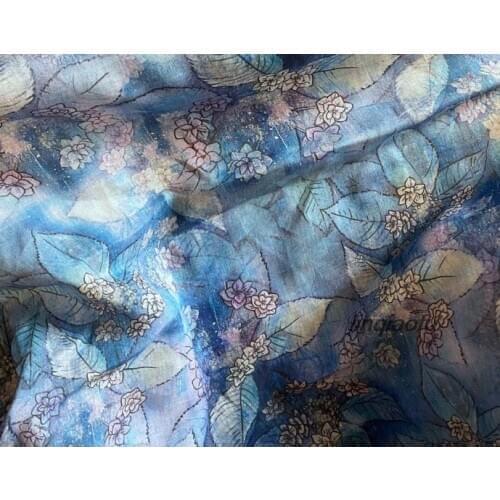 High-quality ramie printing plant flower garment fabric