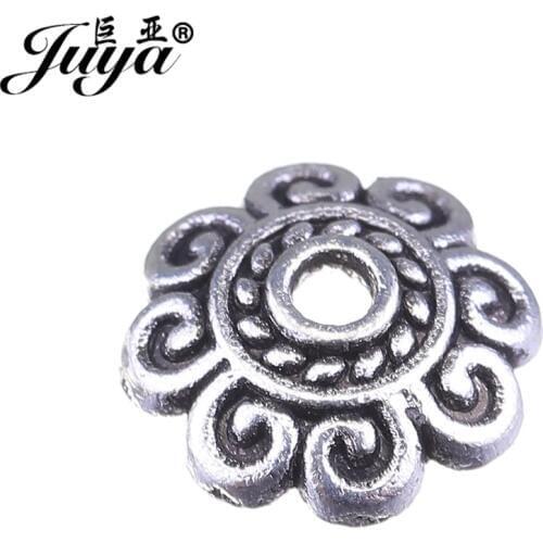 JUYA Flower Metal Bead End Caps 2.5x8.3mm 100pcs/lot Alloy Ancient Beads Cap Charms Perlen for Jewelry Accessories AC0080