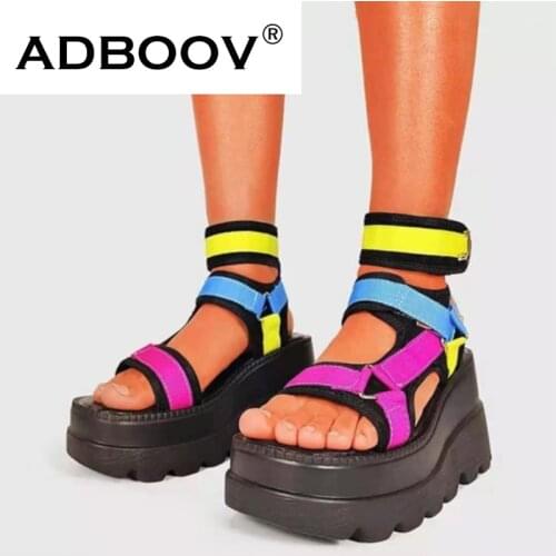 ADBOOV 8cm Heel Large Size 43 2021 On Sale In Stock Wedges High Heels Cool Summer Platform Sandals Women Casual Shoes