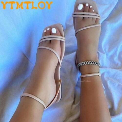 2021 Summer New Style Foreign Trade Womens Shoes Large Size 36-43 Fashion Simple Beach Shoes Flat Sandals