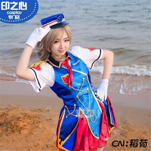 Love Live Sunshine Happy Party Train Watanabe You Dress Navy Uniform Cosplay Costume A