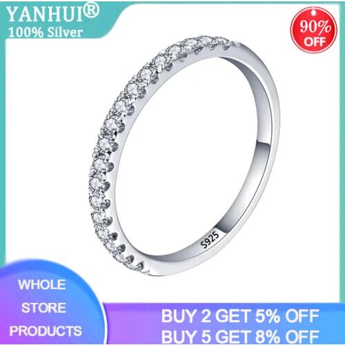 With Certificate Original 925 Sterling Silver 2mm Stacking Ring Luxury Half Circle Inlay Small Lab Diamond Band Rings For Women