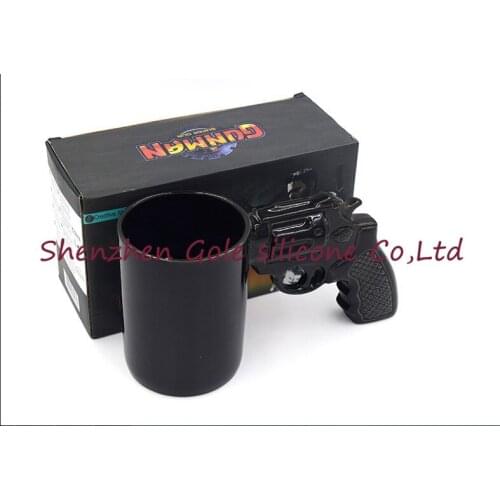 18pcs/lot mew Ceramic Cup Creative Personality Large Capacity Black Revolver Pistol Shooting New Year Gift Mug Cup