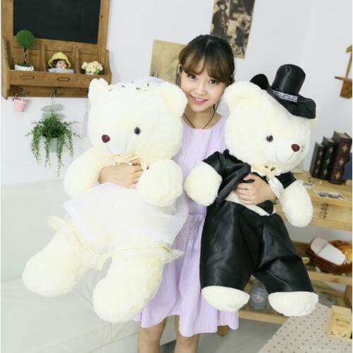 2pcs/pair Couple Bear Wedding Teddy Bear Plush Toys Wedding Gift Christmas Gift Wholesale Wedding gift Bear Bride & Groom