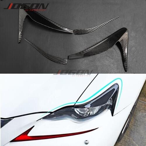 4pcs For Lexus IS 200t 250 300 350 2013 2014 2015 2016 Car Headlight Eyebrow Eyelid Cover Trim Real Carbon Fiber