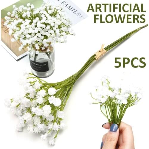 5pcs DIY Artificial Plastic Flowers Wedding Home Garden Decorative Artificial Flowers Small Bouquet of Gypsophila Flower Floral
