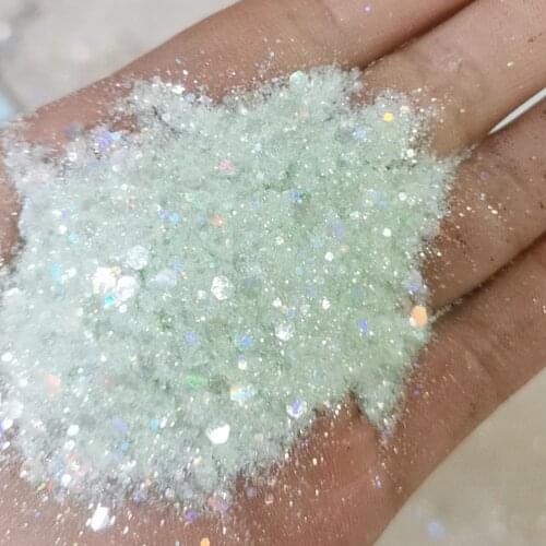 500Gram(In Bulk) 12 Colors Laser Illusion Series Glitter Powder Mixed Hexagon Shape Manicure Holographic Pailette Dust For Craft