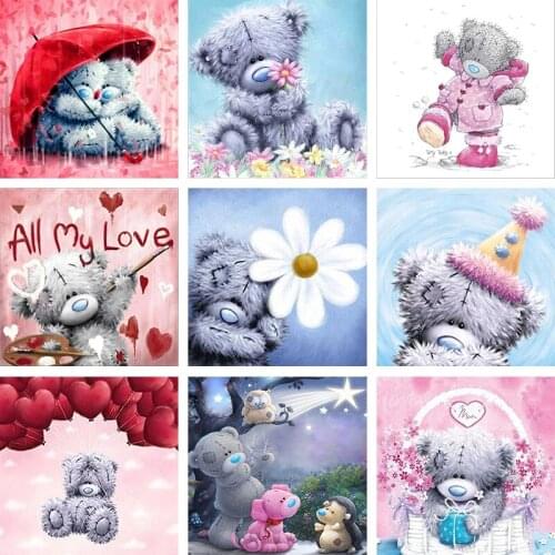 5d Diamond Painting Cute Animal Teddy Bear Diy Full Circle Diamond Embroidery Mosaic Home Decoration Christmas Decoration