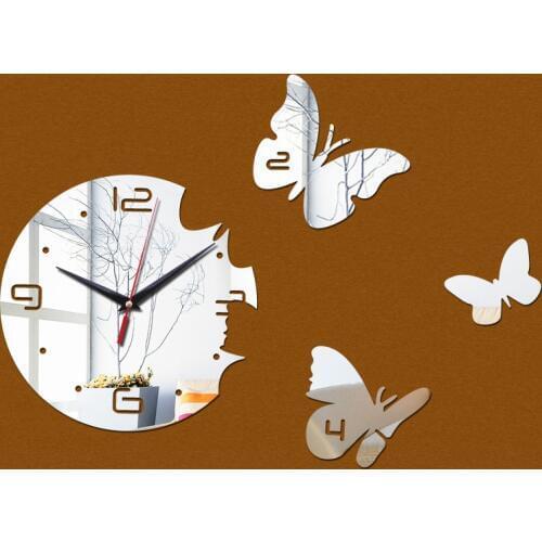 New hot sale 3D acrylic pastoral DIY wall clock modern home decoration luxury mirror clocks crystal watches