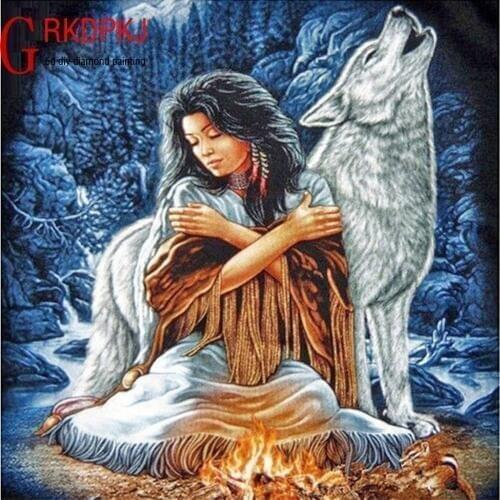 Diamond Painting Cross Stitch Animal Full Square Diamond Embroidery Wolf Needlework Diamond Mosaic Rhinestones Hobby Home Decor