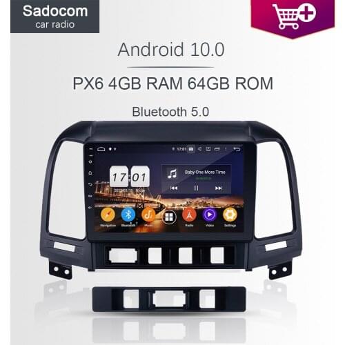 9" PX6 DSP 4G+64G ROM Android 10.0 RDS Radio WIFI car radio 5.0 Car DVD Player GPS Glonass For Hyundai Santa Fe 2006-2011 2012
