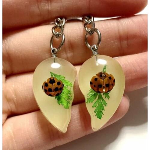 10 pcs keychain real beetle grass glow in dark design key ring