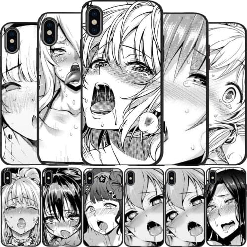 Anime girl cartoon japan cute faces Soft Silicone TPU black Phone Case For iPhone 5 5S SE 6 7 8 plus X XS XR XS Max 11 Pro Max
