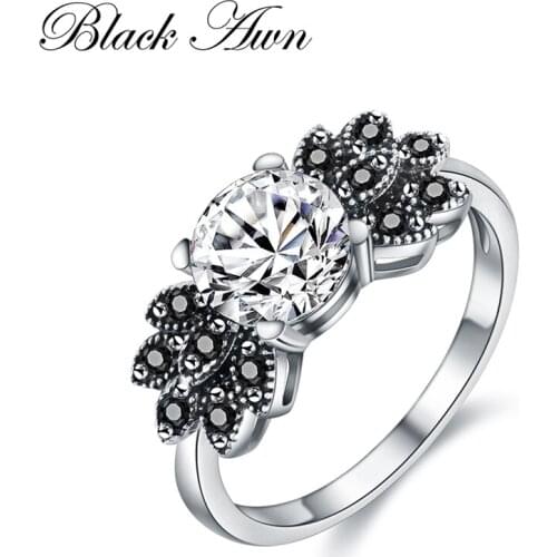 BLACK AWN 2021 New Genuine 100% Sterling 925 Silver Jewelry Square Engagement Rings for Women Gift C154