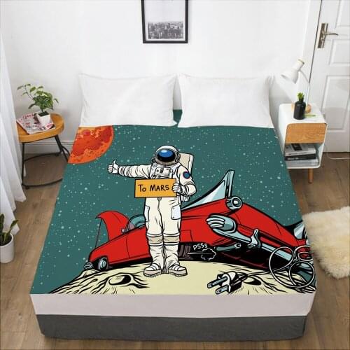 Cartoon Childrens Elastic fitted sheet bed sheet With An Elastic Band Mattress Cover Bed cover for kids baby Space green