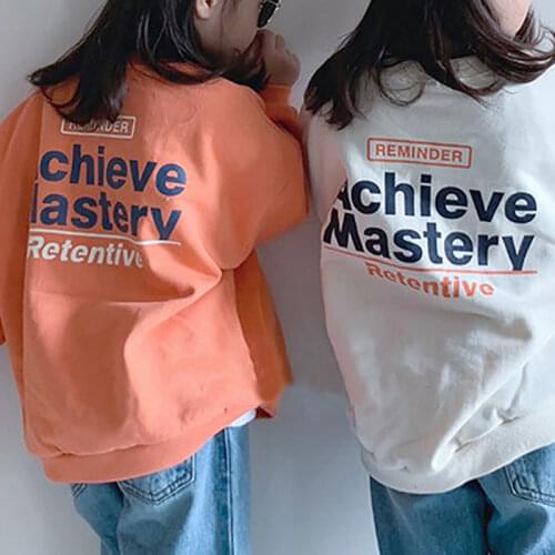 9038 Children Hoodies Autumn New 2021 Fashionable Letter Printing Boys Casual Pullover 1-7Year Girls Hoodies Kids Top