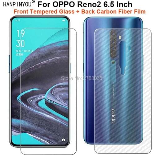 For OPPO Reno2 Reno 2 6.5" 1 Set = Soft Back Carbon Fiber Film +Ultra Thin Clear Tempered Glass Front Screen Protector