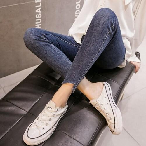 Elastic Waist Belly Pants Pregnancy Clothing Nursing Trousers Womens Washed Denim Maternity Jeans For Pregnant Women Clothes